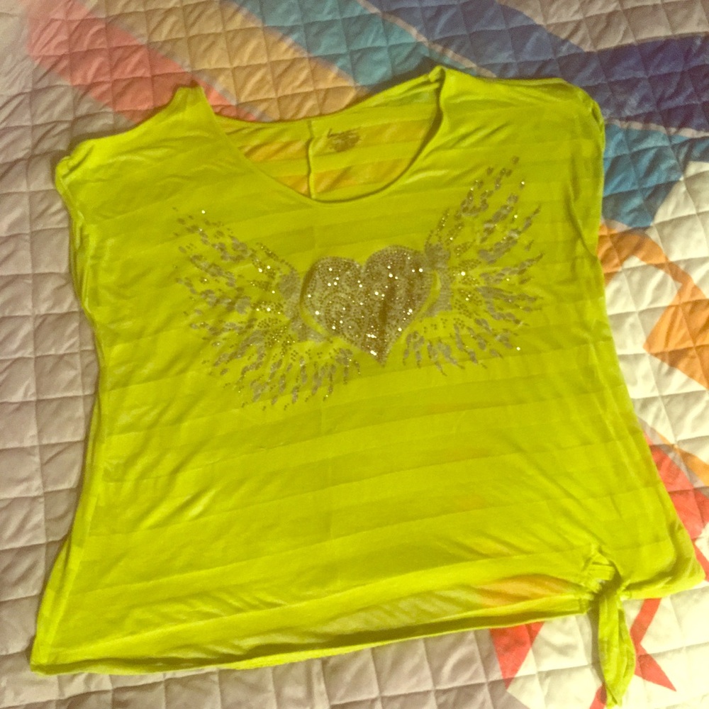 Neon yellow/green sheer summer shirt 22/24